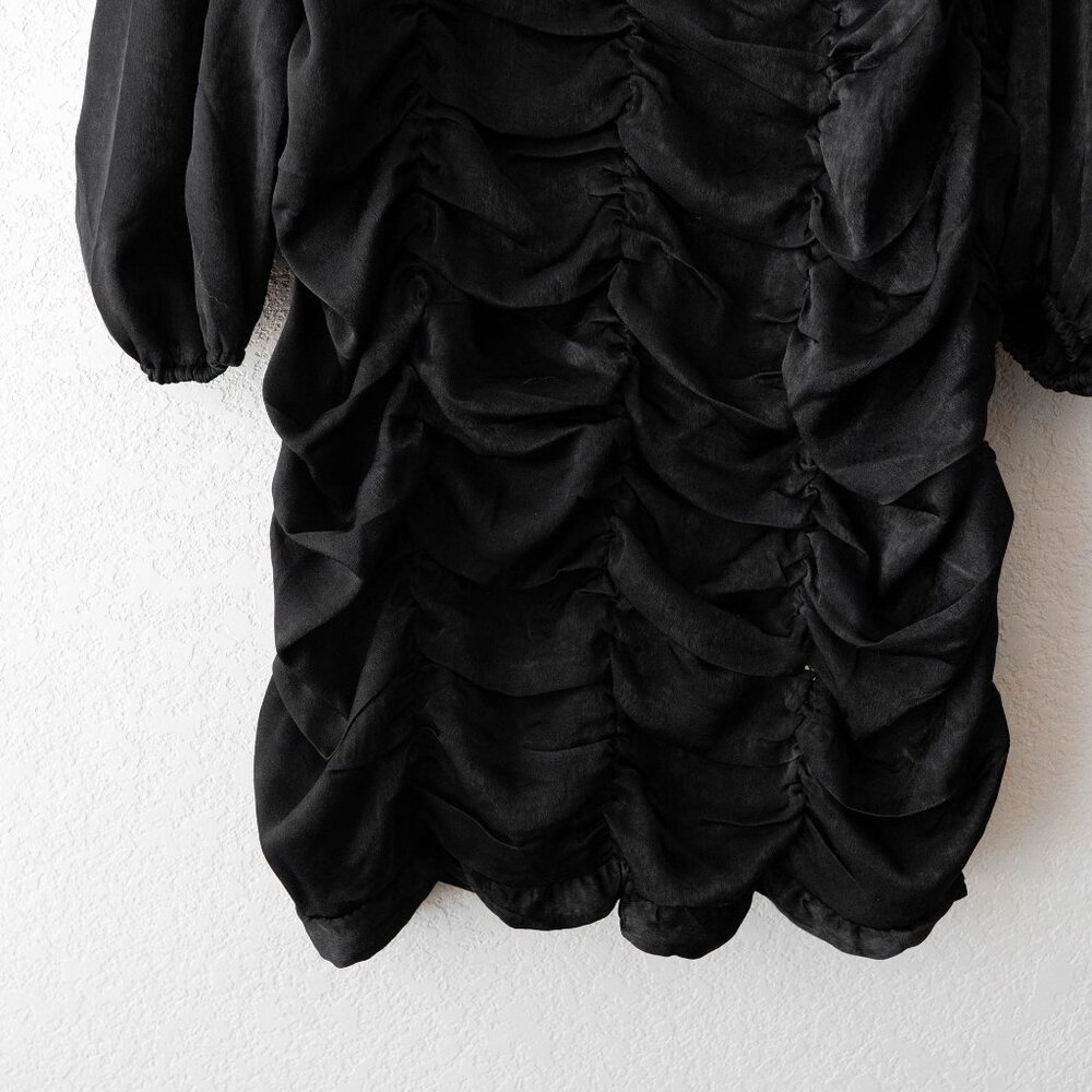 NWT H&M Dress Size Large Black Long Sleeve Gathered Party Cocktail Whimsigoth - Picture 5 of 8